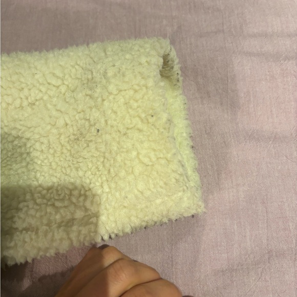 Madewell Portland Sherpa Jacket Teddy Coat Cream Bomber Snap Front Size Medium - Picture 5 of 5